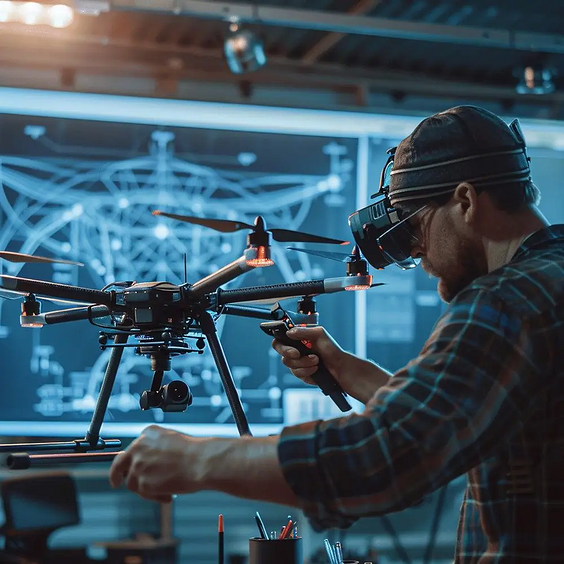 student met een drone