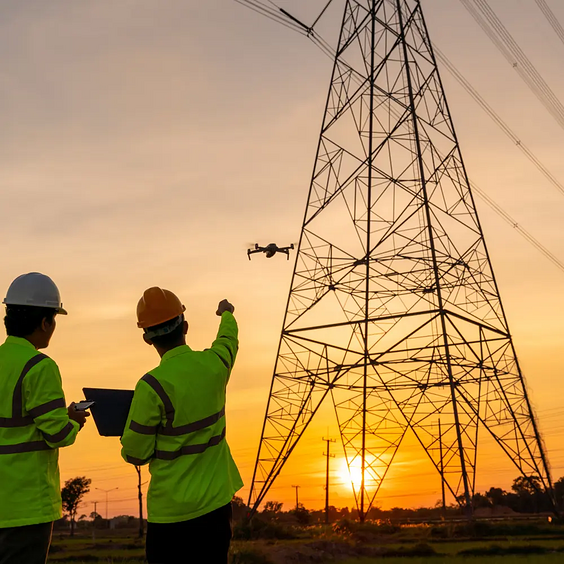 twee studenten aan het werk bij zonsopgang met een drone